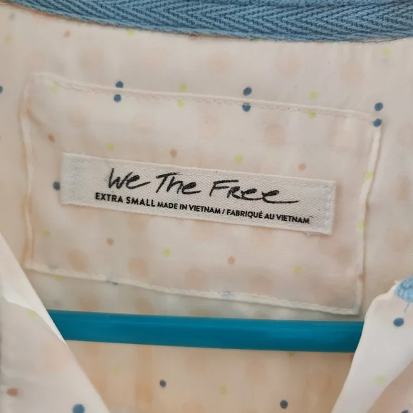 Free People Light Polka Dot Long Sleeve Button Down Shirt Blouse - Sz XS - Picture 7 of 7